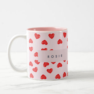 Personalised Monogram Heart Lolipop Valentines Two-Tone Coffee Mug