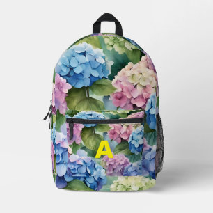Personalised Monogram Hydrangea Flower Backpac Printed Backpack