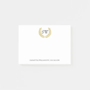 Personalised Monogram in Gold Wreath Professional Post-it Notes