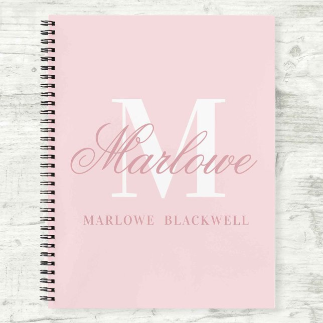 Personalised Monogram Initial Letter Blush Pink Notebook (Creator Uploaded)