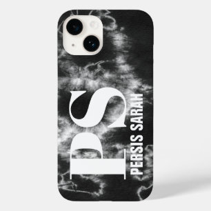 Personalised Monogram Initial Name Black Tie Dye Case-Mate iPhone 14 Case