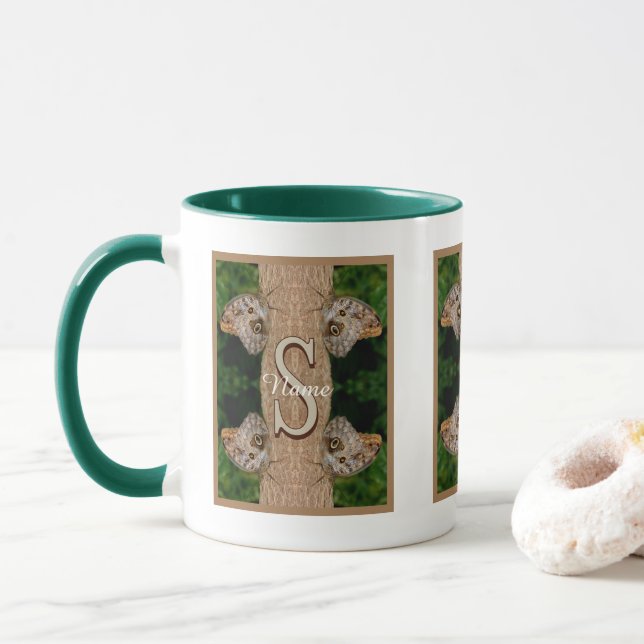 Personalised Monogram Initial Name Butterfly Art Mug (With Donut)