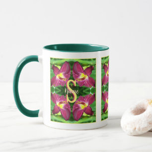 Personalised Monogram Initial Name Daylily Art Mug