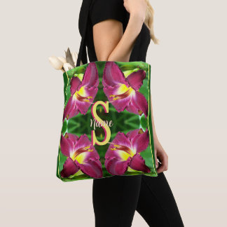 Personalised Monogram Initial Name Daylily Art Tote Bag