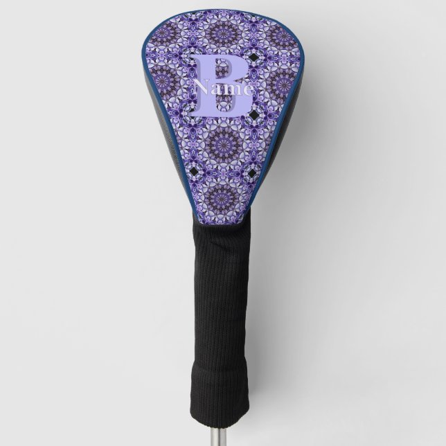 Personalised Monogram Initial Name Floral Art Golf Head Cover (Front)