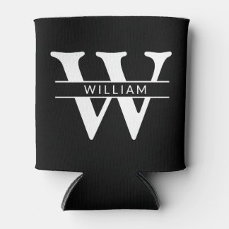 personalised monogram initial & name simple can cooler