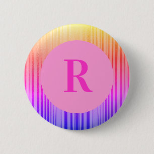 Personalised Monogram Initial Pink Ombre 6 Cm Round Badge