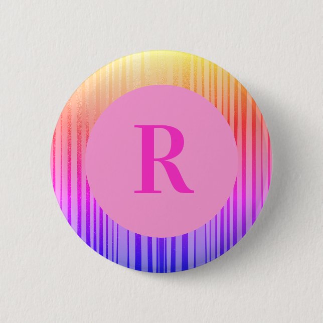 Personalised Monogram Initial Pink Ombre 6 Cm Round Badge (Front)