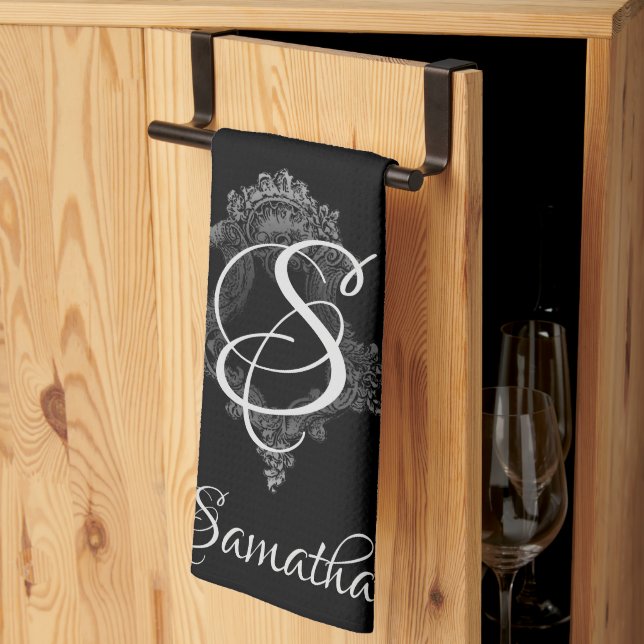 Personalised Monogram Initial  Tea Towel (Thirds Fold)