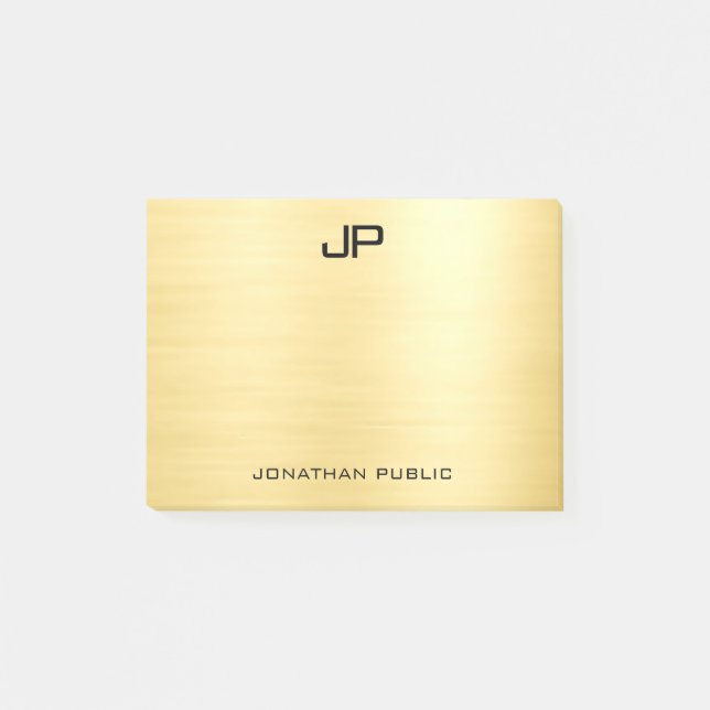 Personalised Monogram Initial Template Gold Look Post-it Notes (Front)