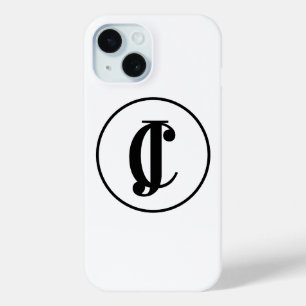 Personalised Monogram Initials Black and White iPhone 15 Case