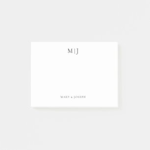 Personalised Monogram Initials Black Typography Post-it Notes