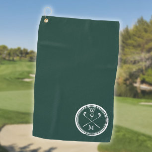 Personalised Monogram Initials Emerald Green Golf Towel