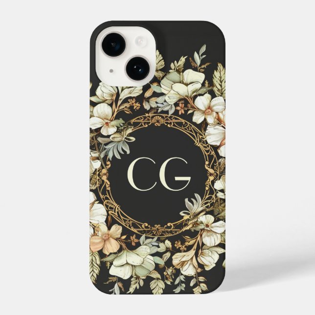 Personalised Monogram initials, floral phone case (Back)