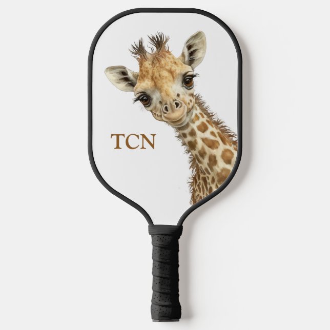 Personalised Monogram Initials Giraffe  Pickleball Paddle (Front)