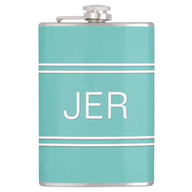 Personalised Monogram Initials Minimalist Simple  Hip Flask (Front)