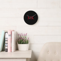 Personalised Monogram Initials Modern Black Red
