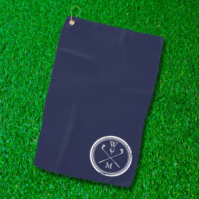 Personalised Monogram Initials Navy Blue Golf Towel (Creator Uploaded)