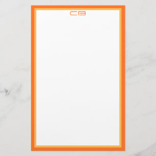 Personalised Monogram Initials Orange Border Stationery