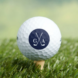 Personalised Monogram initials with Crossed Clubs Golf Balls