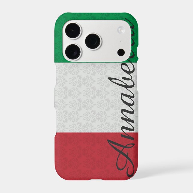 Personalised Monogram Italian Flag Damask Pattern (Back)
