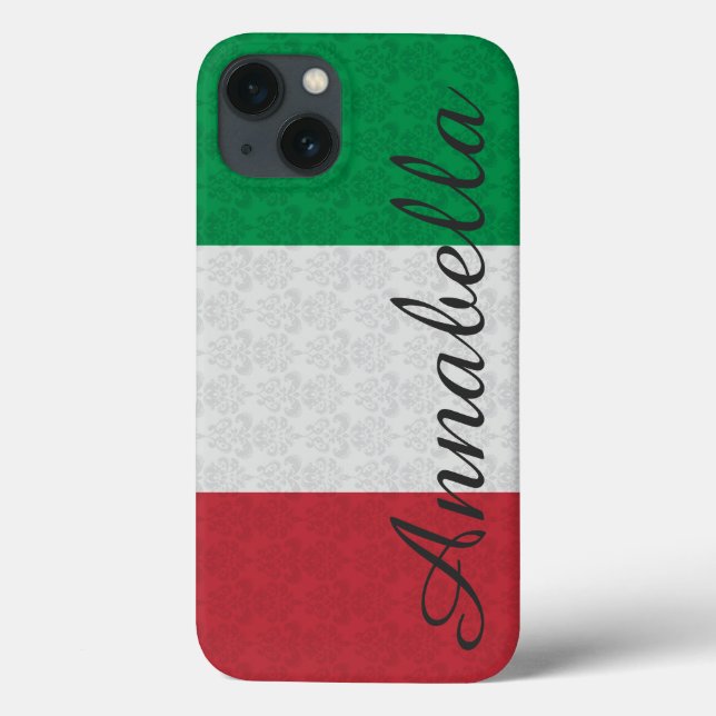 Personalised Monogram Italian Flag Damask Pattern Case-Mate iPhone Case (Back)