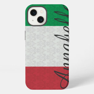 Personalised Monogram Italian Flag Damask Pattern iPhone Case
