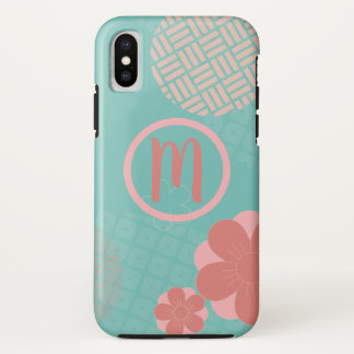 Personalised monogram Japanese pattern iPhone XS Case