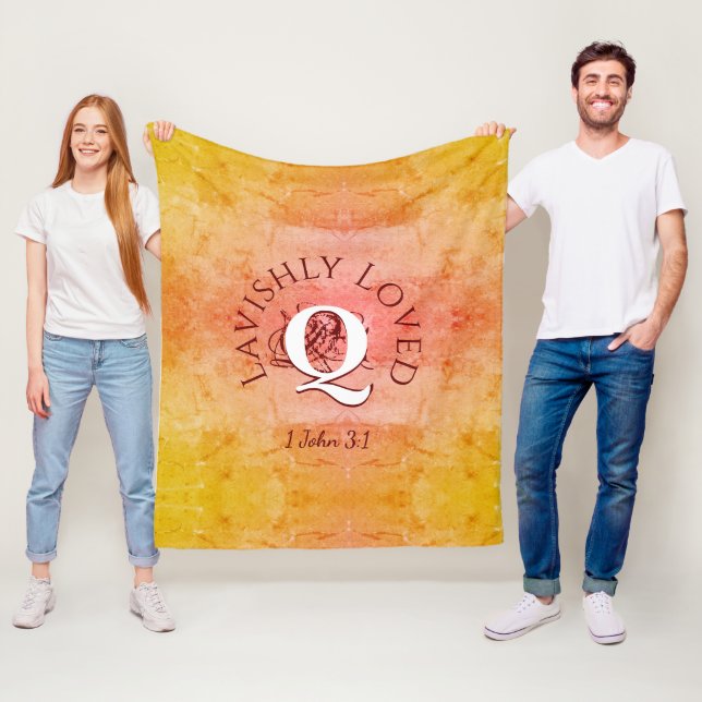 Personalised Monogram LAVISHLY LOVED Christian Fleece Blanket (In Situ)