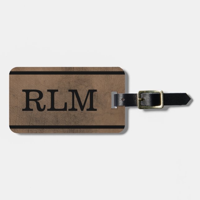 Personalised Monogram Leather Look Luggage Tag (Front Horizontal)