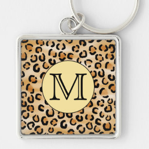 Personalised Monogram Leopard Print Pattern. Key Ring