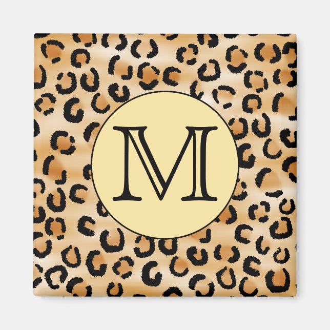 Personalised Monogram Leopard Print Pattern. Magnet (Front)