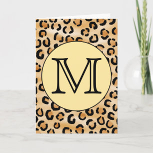 Personalised Monogram Leopard Print Pattern. Note Card