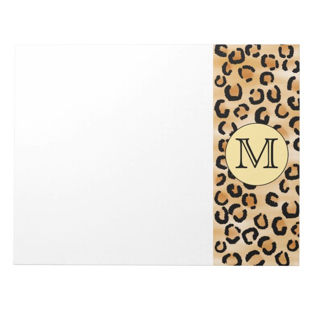 Personalised Monogram Leopard Print Pattern. Notepad (Front)