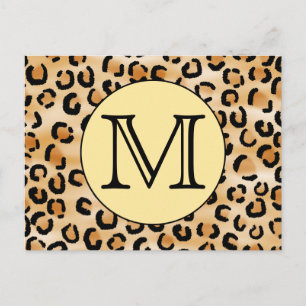 Personalised Monogram Leopard Print Pattern. Postcard