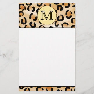 Personalised Monogram Leopard Print Pattern. Stationery