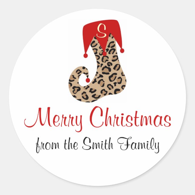 Personalised Monogram Leopard Stocking Sticker (Front)