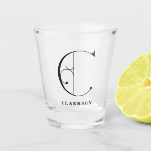 Personalised Monogram Letter C with Last Name Shot Glass