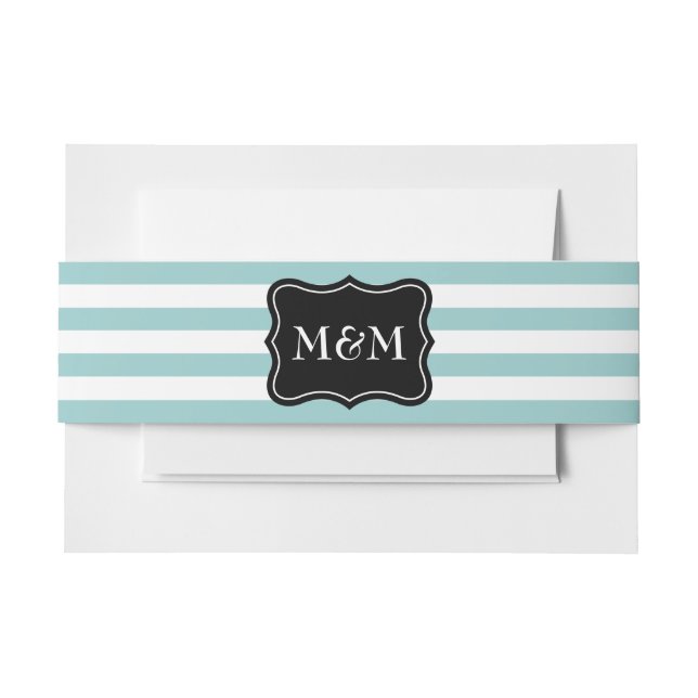 Personalised monogram letter envelope belly band invitation belly band (Front Example)