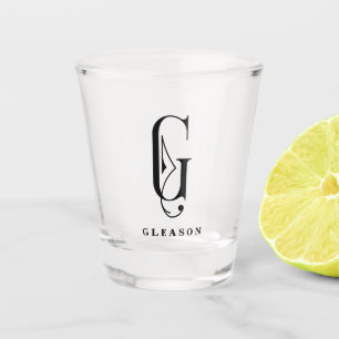 Personalised Monogram Letter G with Last Name Shot Glass