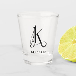Personalised Monogram Letter K with Last Name Shot Glass