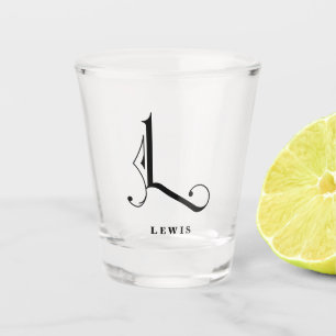 Personalised Monogram Letter L with Last Name Shot Glass