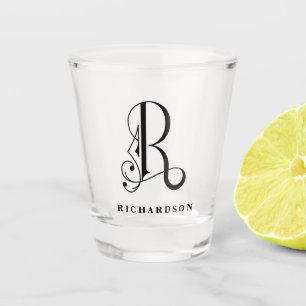 Personalised Monogram Letter R with Last Name Shot Glass