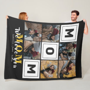 Personalised monogram Love You mum family Photos F Fleece Blanket