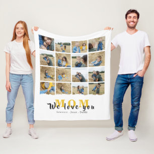 Personalised monogram Love You mum family Photos  Fleece Blanket