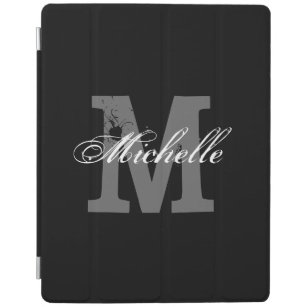 Personalised monogram magnetic iPad cover   Black