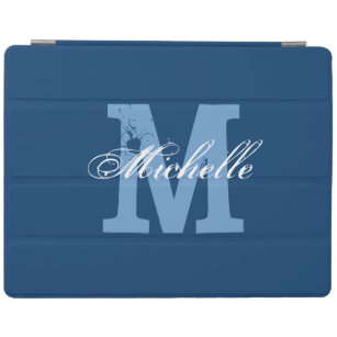 Personalised monogram magnetic iPad cover   Blue
