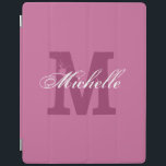 Personalised monogram magnetic iPad cover | Pink<br><div class="desc">Personalised monogram magnetic iPad cover | Pink. Custom name cover with monogrammed letter. Vintage and elegant script typography text. Nice gift idea for Birthday or Christmas. Suitable for men women and kids.</div>