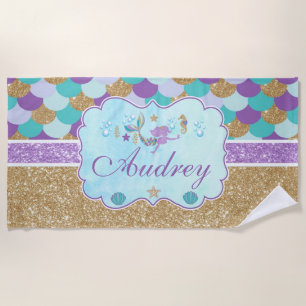 Personalised Monogram Mermaid Beach Towel