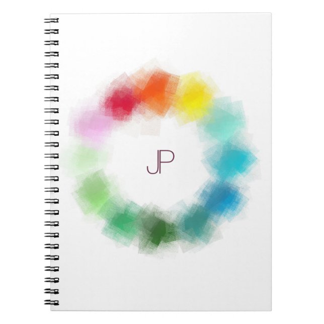 Personalised Monogram Modern Colourful Template Notebook (Front)